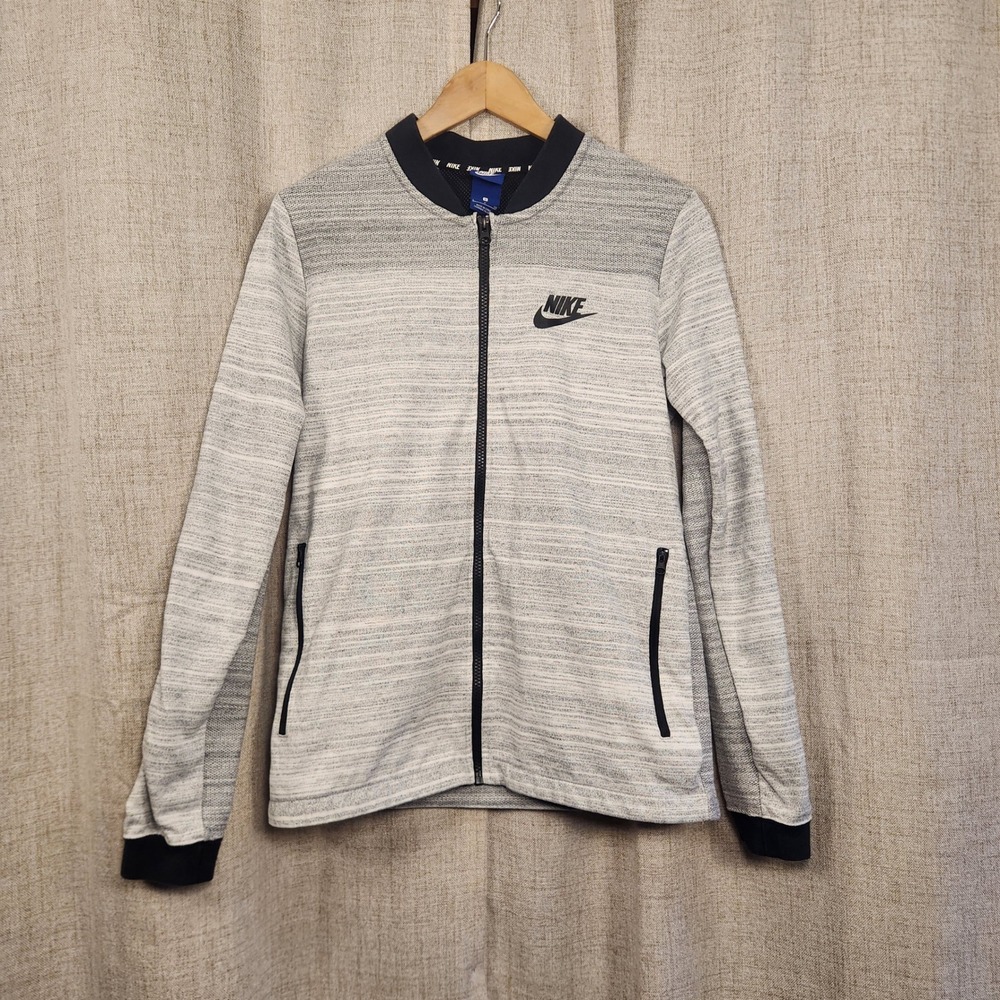 Nike Full Zip Lightweight‎ Jacket Men's S Gray Athletic Pockets Logo Casual Knit